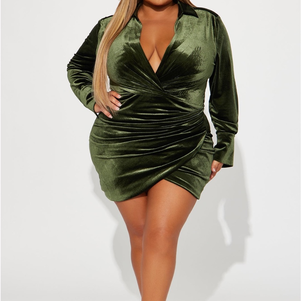 Fashion Nova Aria Velvet Mini Shirt Dress